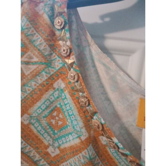 2X Sleeveless Top w Attachen 3/4 Sheer Poncho Ruby Rd Metal Beaded Neckline - Picture 5 of 7